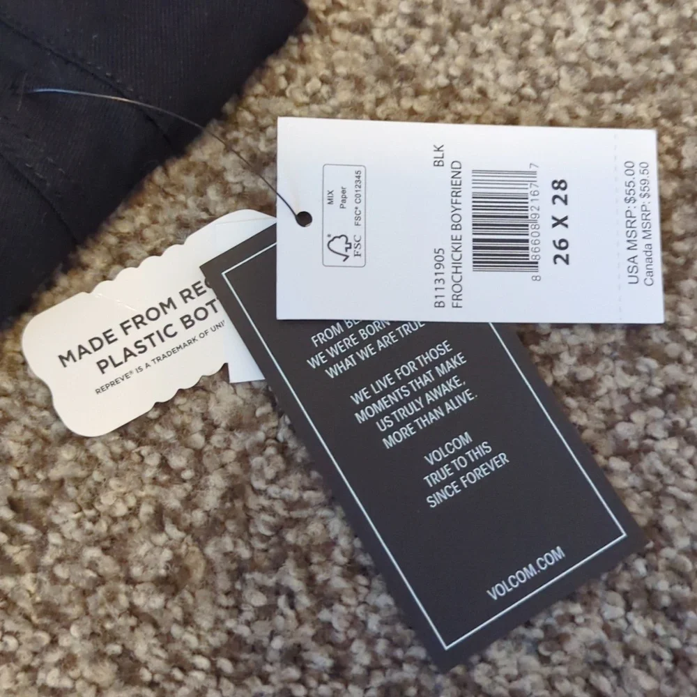 Volcom Frochickie Highrise Ankle Pants Black 26 - Picture 2 of 7